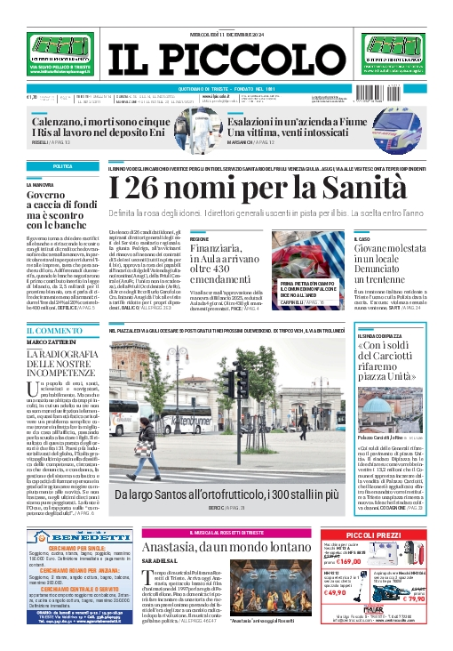 Prima-pagina-il-piccolo-edizione-di-oggi-11-12-2024