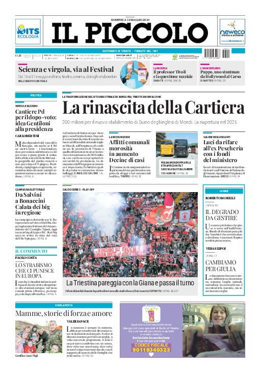 Prima-pagina-il-piccolo-edizione-di-oggi-12-05-2024