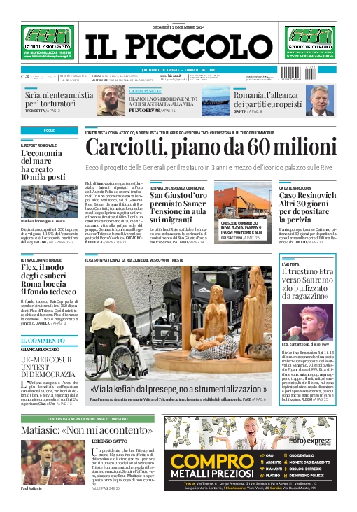 Prima-pagina-il-piccolo-edizione-di-oggi-12-12-2024