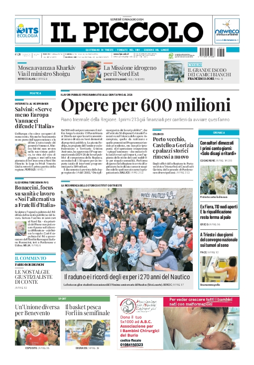 Prima-pagina-il-piccolo-edizione-di-oggi-13-05-2024