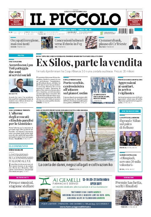 Prima-pagina-il-piccolo-edizione-di-oggi-14-09-2024