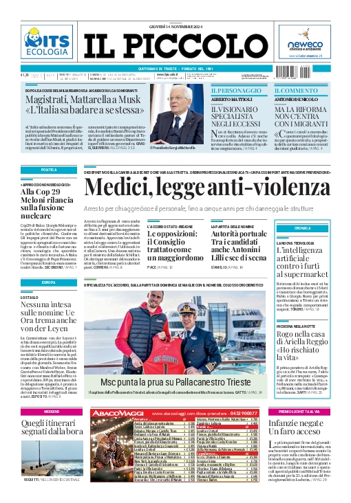 Prima-pagina-il-piccolo-edizione-di-oggi-14-11-2024