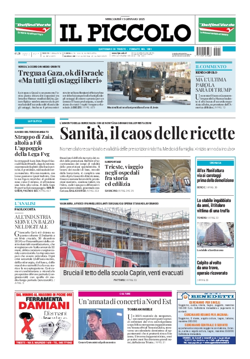 Prima-pagina-il-piccolo-edizione-di-oggi-15-01-2025