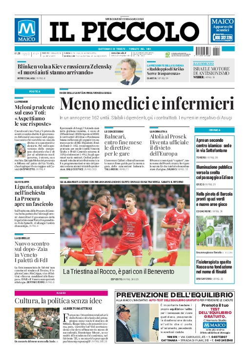 Prima-pagina-il-piccolo-edizione-di-oggi-15-05-2024