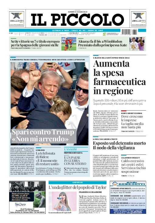 Prima-pagina-il-piccolo-edizione-di-oggi-15-07-2024