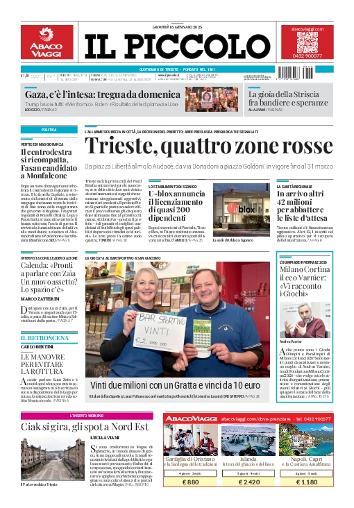 Prima-pagina-il-piccolo-edizione-di-oggi-16-01-2025