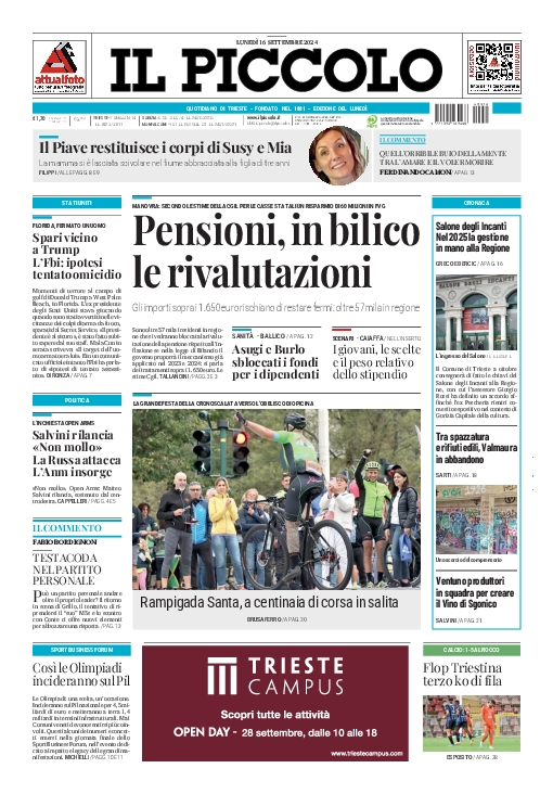 Prima-pagina-il-piccolo-edizione-di-oggi-16-09-2024