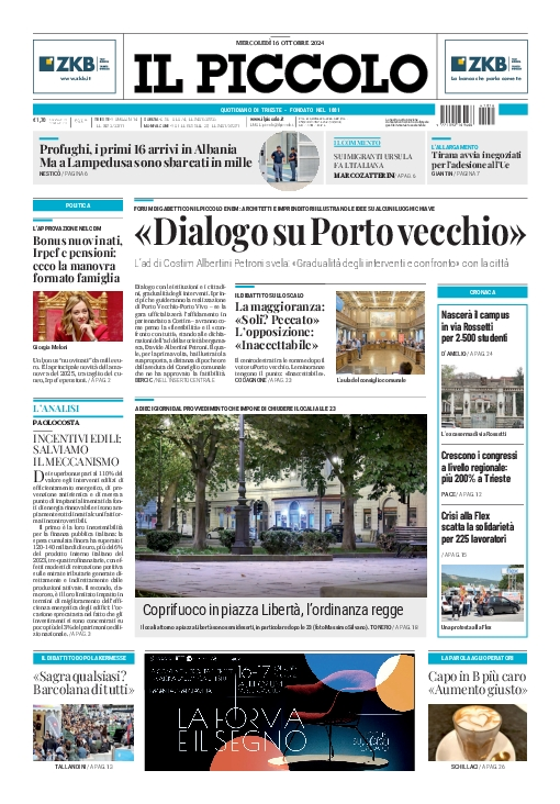 Prima-pagina-il-piccolo-edizione-di-oggi-16-10-2024