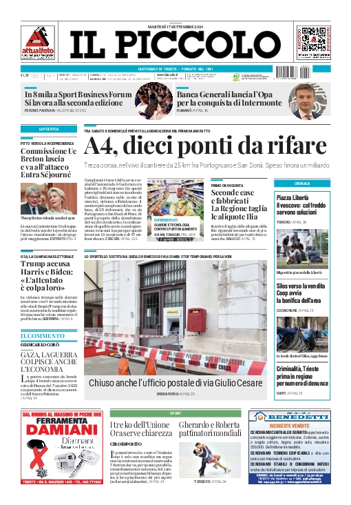 Prima-pagina-il-piccolo-edizione-di-oggi-17-09-2024