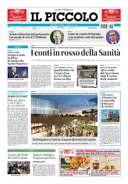 Prima-pagina-il-piccolo-edizione-di-oggi-17-12-2024