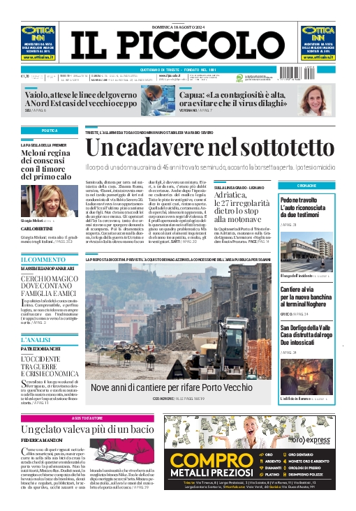 Prima-pagina-il-piccolo-edizione-di-oggi-18-08-2024