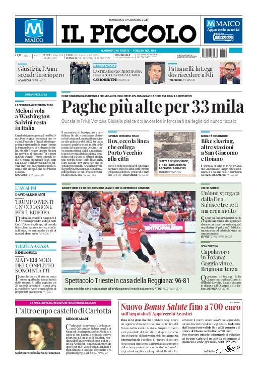 Prima-pagina-il-piccolo-edizione-di-oggi-19-01-2025