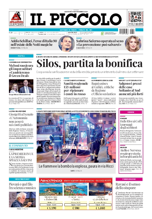 Prima-pagina-il-piccolo-edizione-di-oggi-19-09-2024