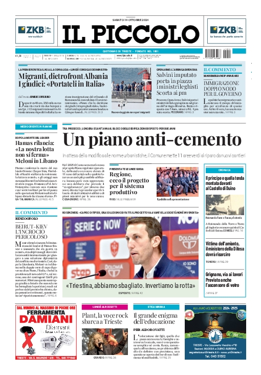 Prima-pagina-il-piccolo-edizione-di-oggi-19-10-2024