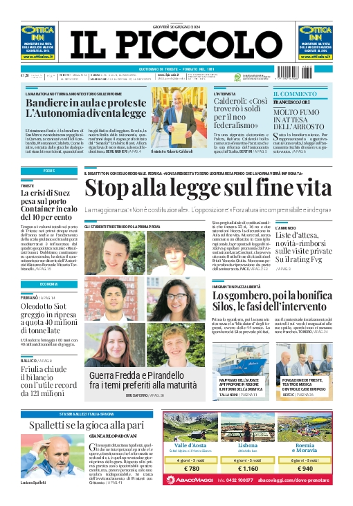 Prima-pagina-il-piccolo-edizione-di-oggi-20-06-2024