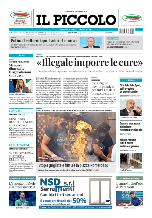 Prima-pagina-il-piccolo-edizione-di-oggi-20-12-2024