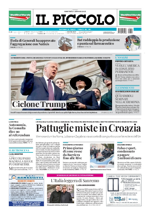 Prima-pagina-il-piccolo-edizione-di-oggi-21-01-2025