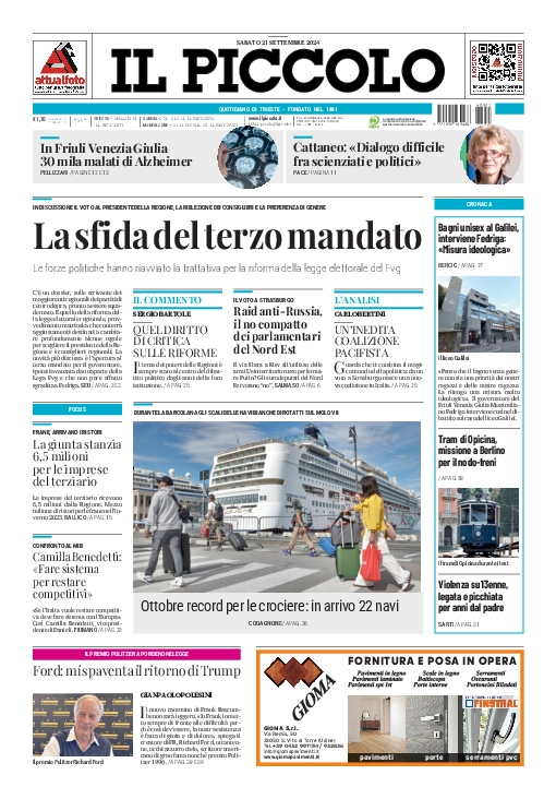 Prima-pagina-il-piccolo-edizione-di-oggi-21-09-2024