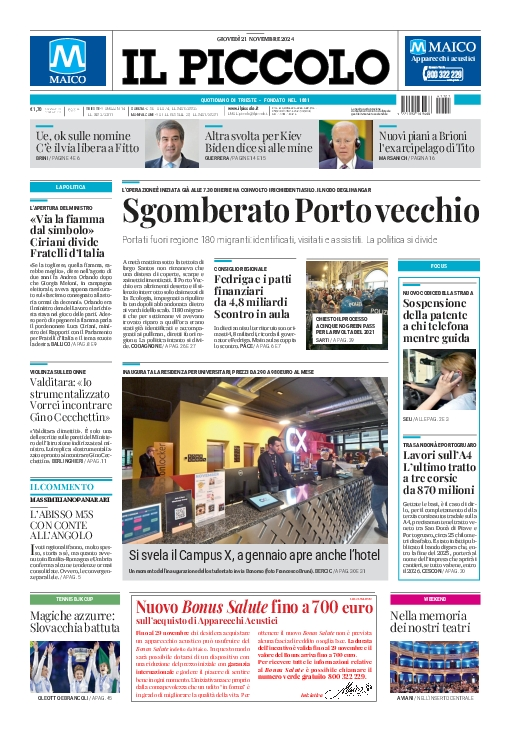 Prima-pagina-il-piccolo-edizione-di-oggi-21-11-2024