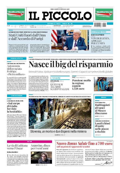 Prima-pagina-il-piccolo-edizione-di-oggi-22-01-2025