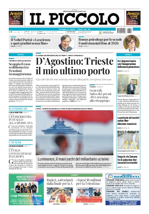 Prima-pagina-il-piccolo-edizione-di-oggi-22-05-2024