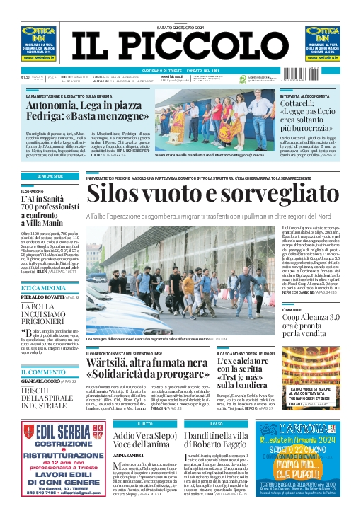 Prima-pagina-il-piccolo-edizione-di-oggi-22-06-2024