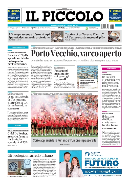 Prima-pagina-il-piccolo-edizione-di-oggi-22-08-2024