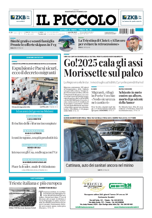 Prima-pagina-il-piccolo-edizione-di-oggi-22-10-2024