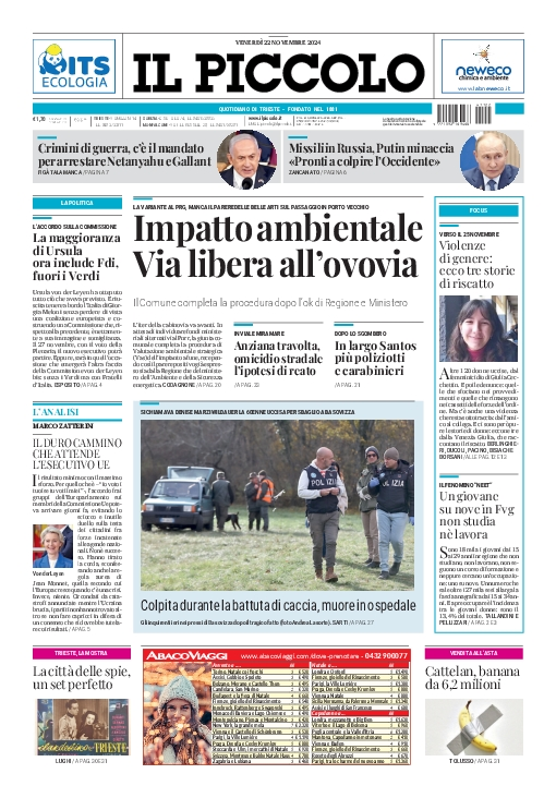 Prima-pagina-il-piccolo-edizione-di-oggi-22-11-2024