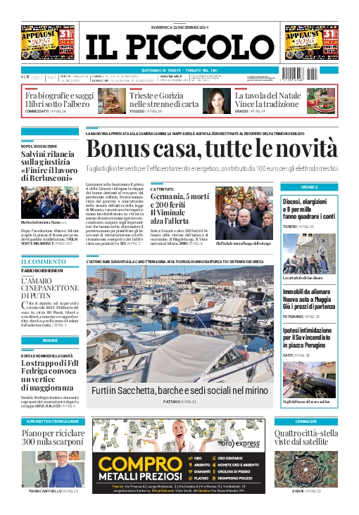 Prima-pagina-il-piccolo-edizione-di-oggi-22-12-2024