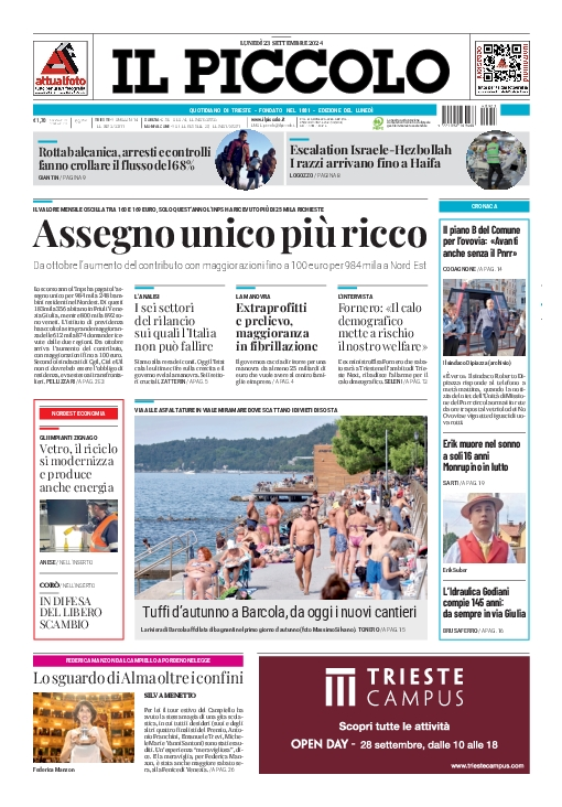 Prima-pagina-il-piccolo-edizione-di-oggi-23-09-2024