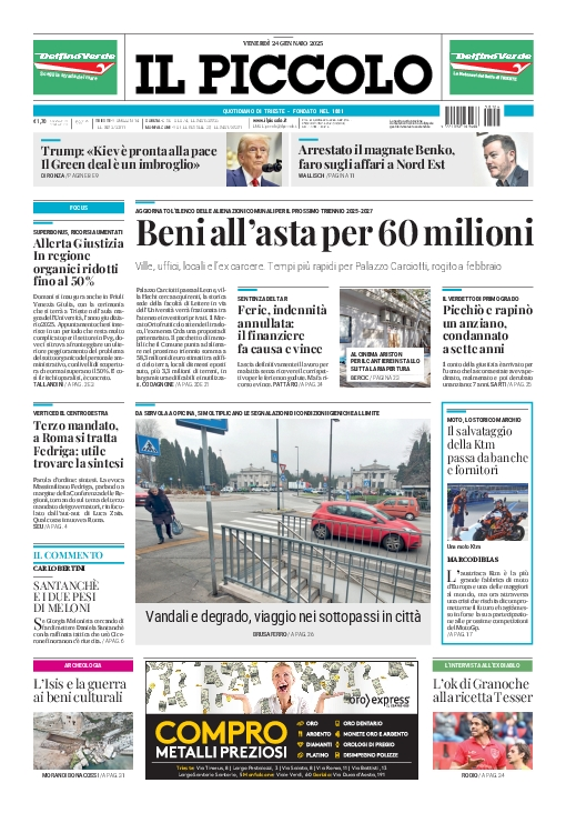 Prima-pagina-il-piccolo-edizione-di-oggi-24-01-2025