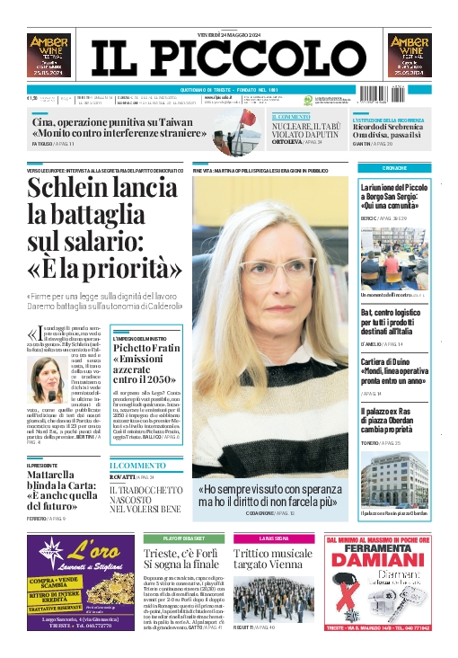 Prima-pagina-il-piccolo-edizione-di-oggi-24-05-2024