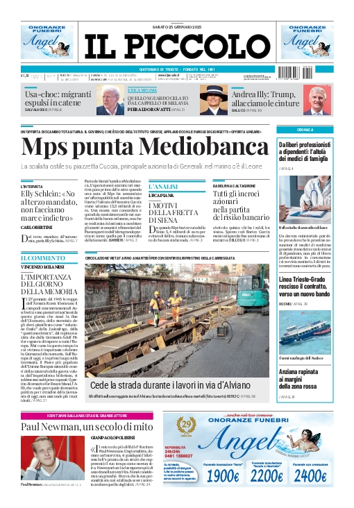 Prima-pagina-il-piccolo-edizione-di-oggi-25-01-2025