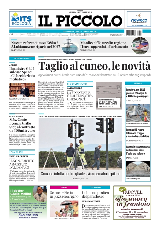 Prima-pagina-il-piccolo-edizione-di-oggi-25-10-2024