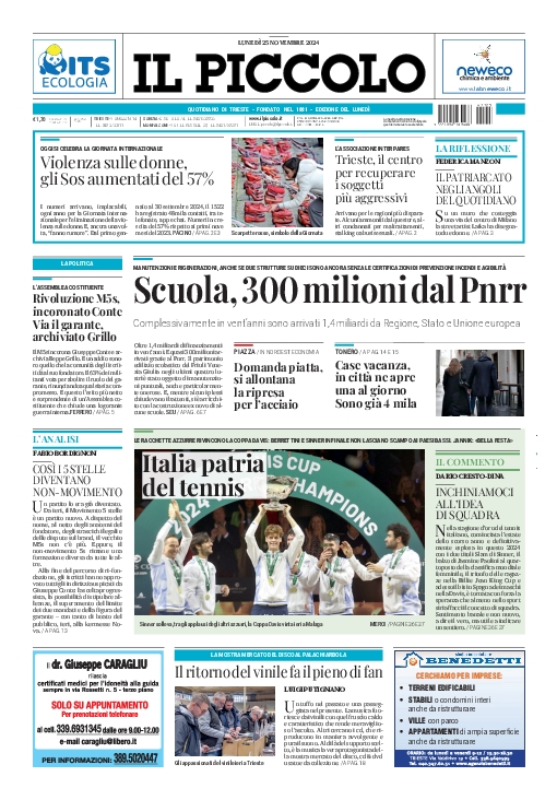 Prima-pagina-il-piccolo-edizione-di-oggi-25-11-2024