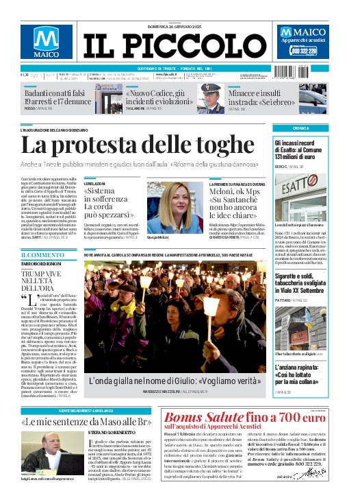 Prima-pagina-il-piccolo-edizione-di-oggi-26-01-2025