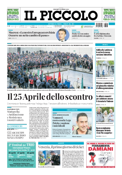 Prima-pagina-il-piccolo-edizione-di-oggi-26-04-2024