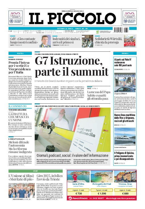 Prima-pagina-il-piccolo-edizione-di-oggi-26-06-2024