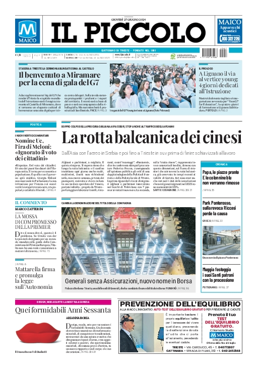 Prima-pagina-il-piccolo-edizione-di-oggi-27-06-2024