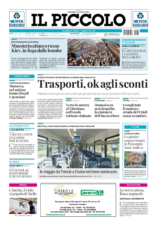 Prima-pagina-il-piccolo-edizione-di-oggi-27-08-2024