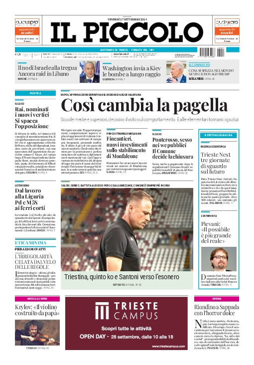 Prima-pagina-il-piccolo-edizione-di-oggi-27-09-2024