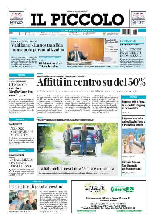 Prima-pagina-il-piccolo-edizione-di-oggi-28-06-2024