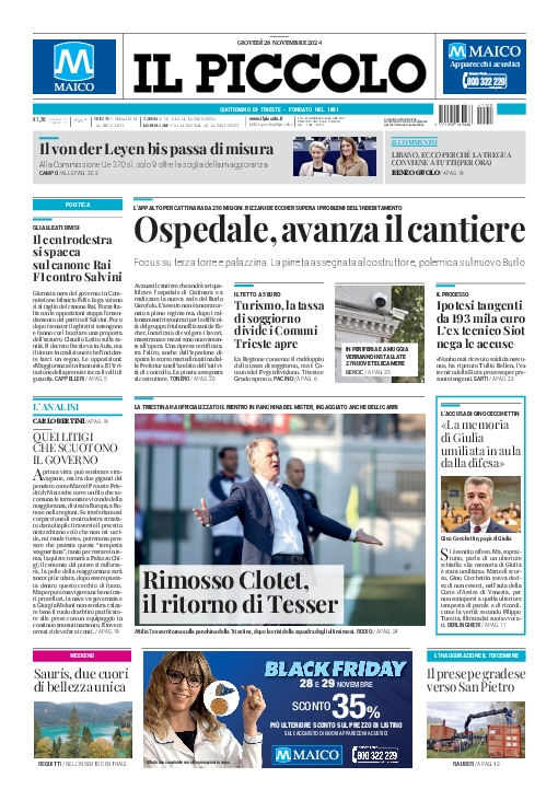 Prima-pagina-il-piccolo-edizione-di-oggi-28-11-2024