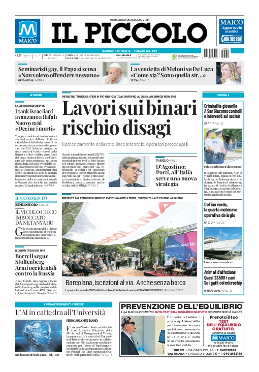 Prima-pagina-il-piccolo-edizione-di-oggi-29-05-2024