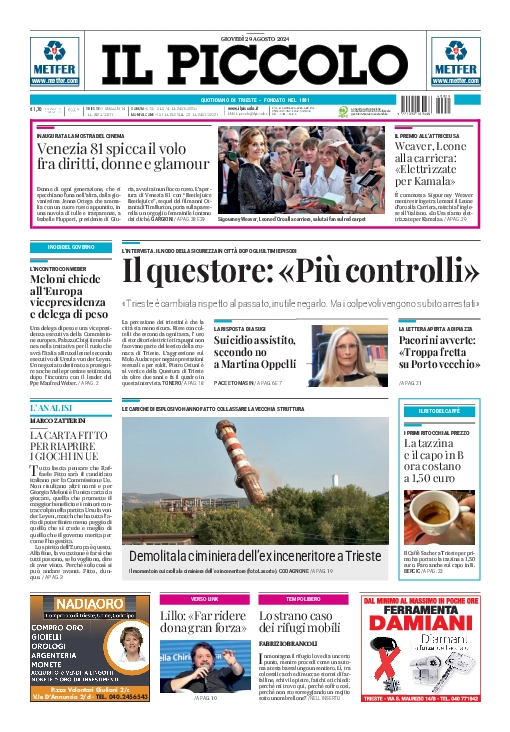 Prima-pagina-il-piccolo-edizione-di-oggi-29-08-2024