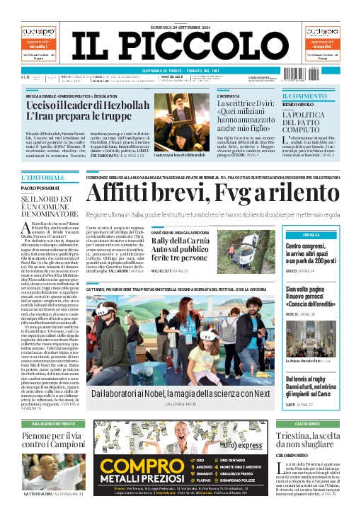 Prima-pagina-il-piccolo-edizione-di-oggi-29-09-2024