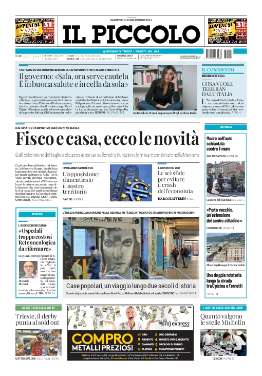 Prima-pagina-il-piccolo-edizione-di-oggi-29-12-2024