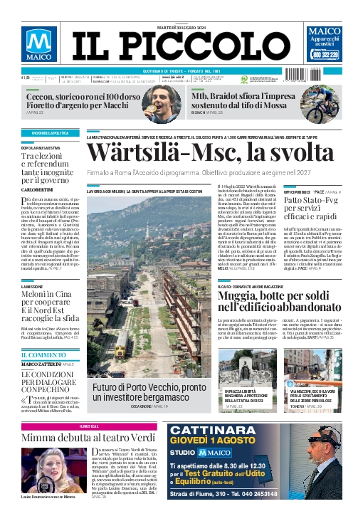 Prima-pagina-il-piccolo-edizione-di-oggi-30-07-2024