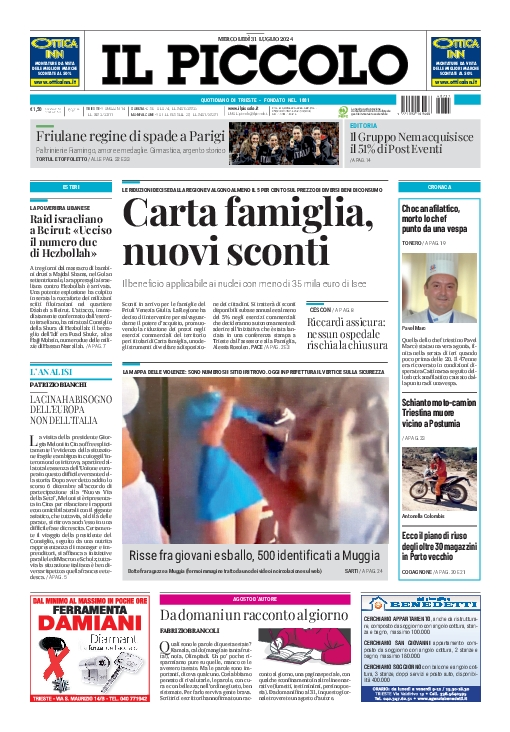 Prima-pagina-il-piccolo-edizione-di-oggi-31-07-2024